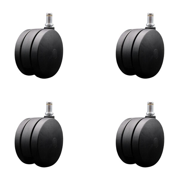 4'' Extra Large Heavy Duty Twin Wheel Caster 7/16 Grip Ring Stem , 4PK